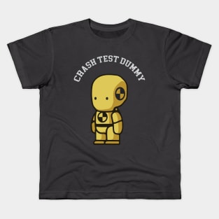 Crash Test Dummy Yellow Safety Baby Testman with Safety Mark On His Body Kids T-Shirt